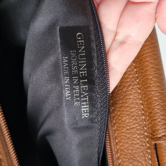 Vintage Italian Genuine Leather Structured Tote I Tan Brown I Made in Italy - Picture 8 of 9